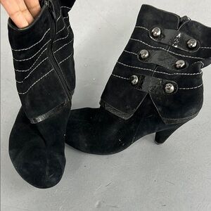 Naughty Monkey Black Heeled Boots with Button Detail